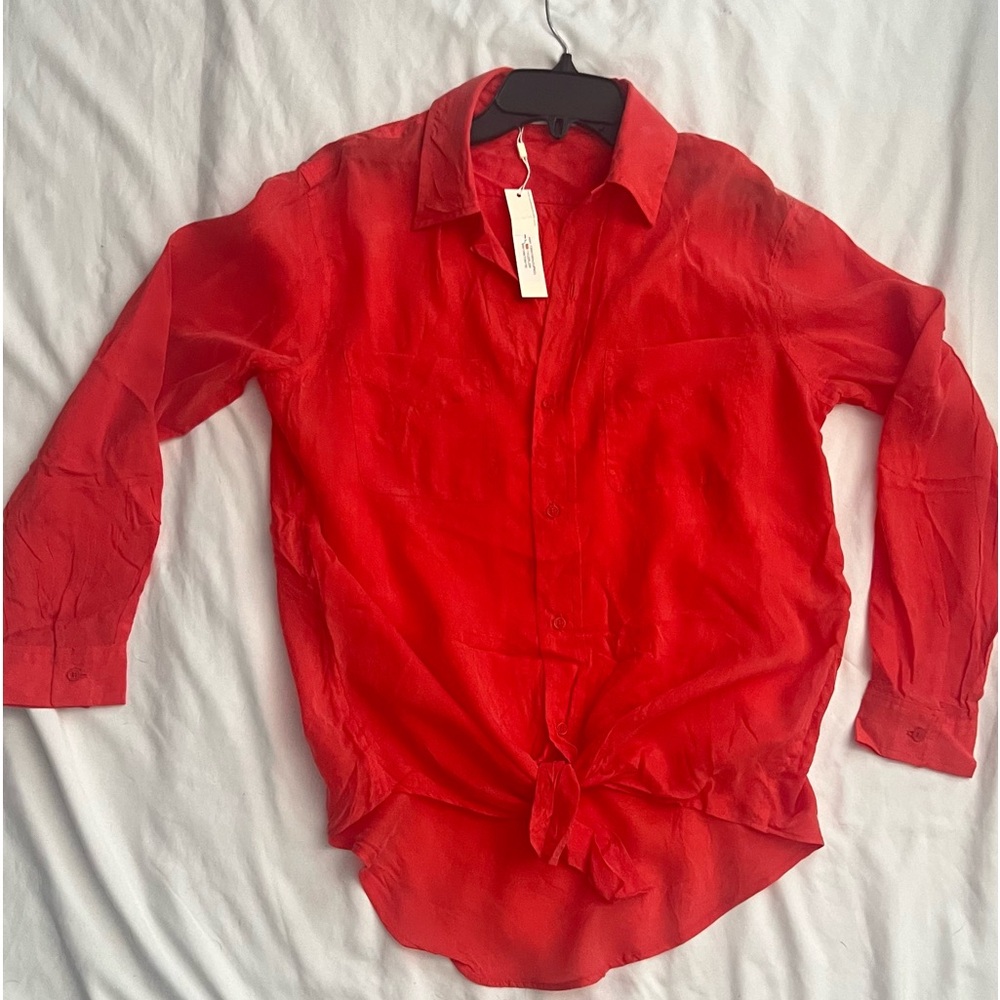 Lavender Brown orange  Silk  Top size small new with tags